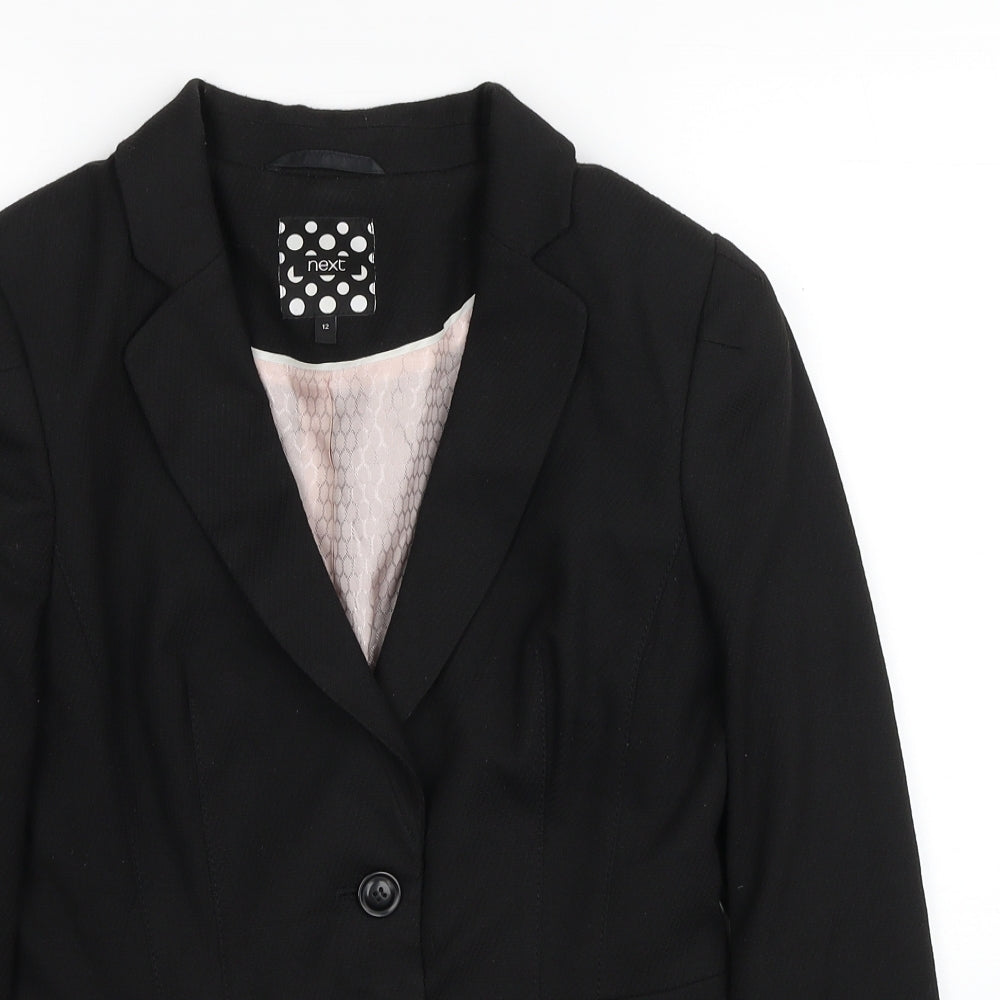 NEXT Womens Black Polyester Jacket Suit Jacket Size 12