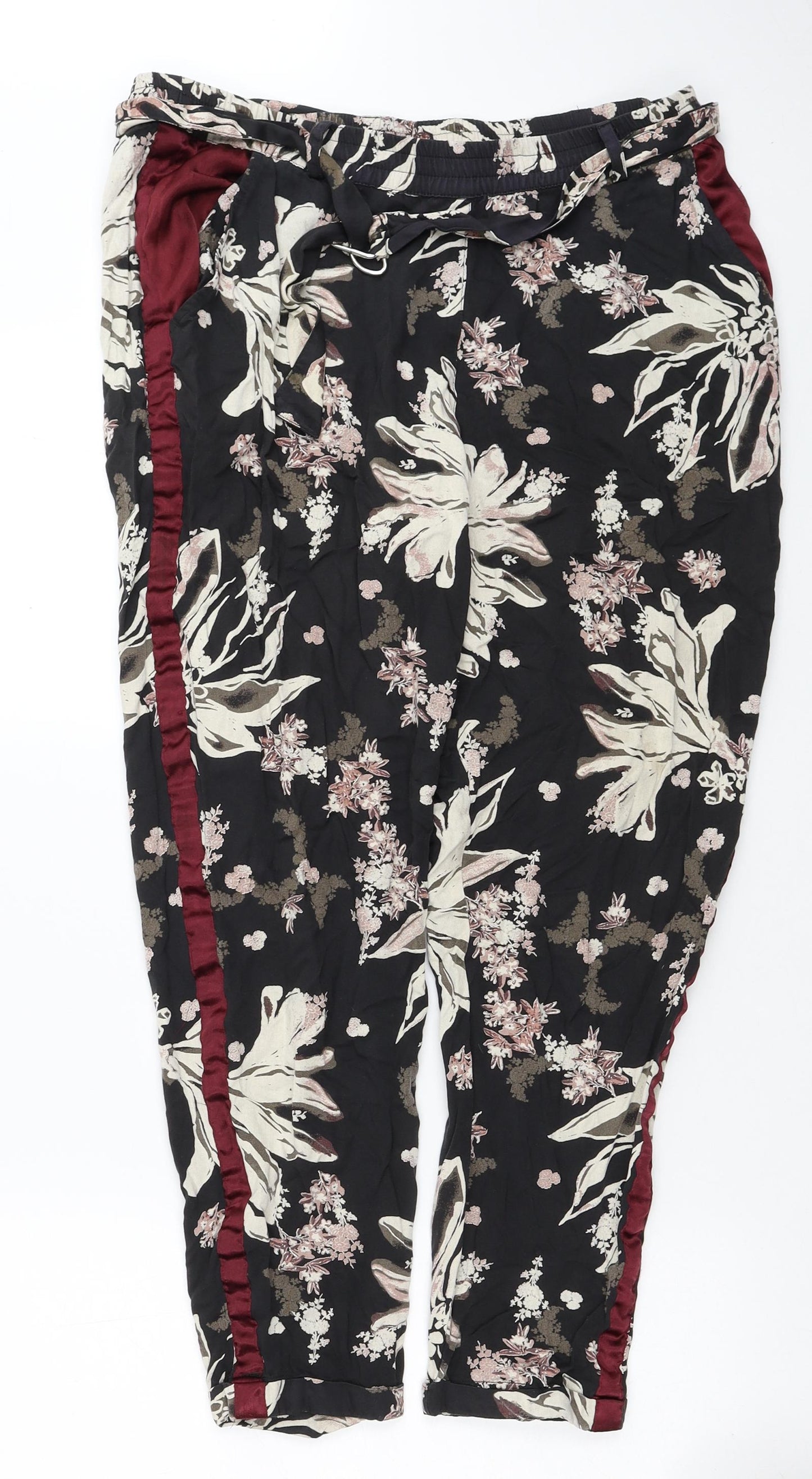 Cream Womens Multicoloured Floral Viscose Trousers Size 12 Regular