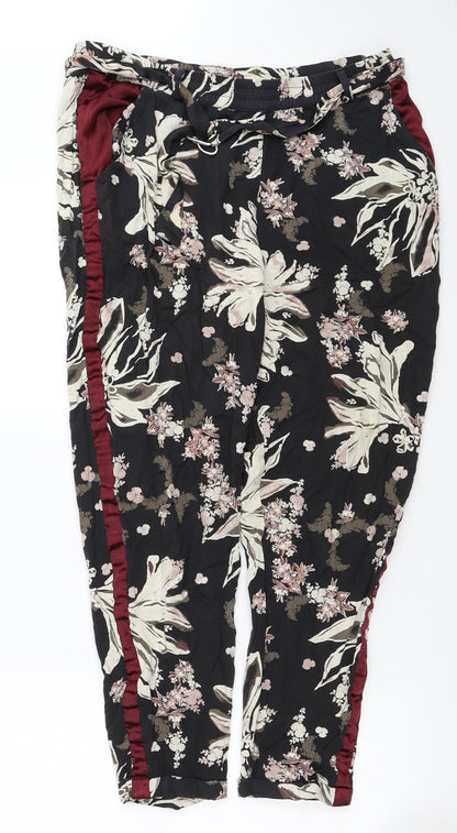 Cream Womens Multicoloured Floral Viscose Trousers Size 12 Regular