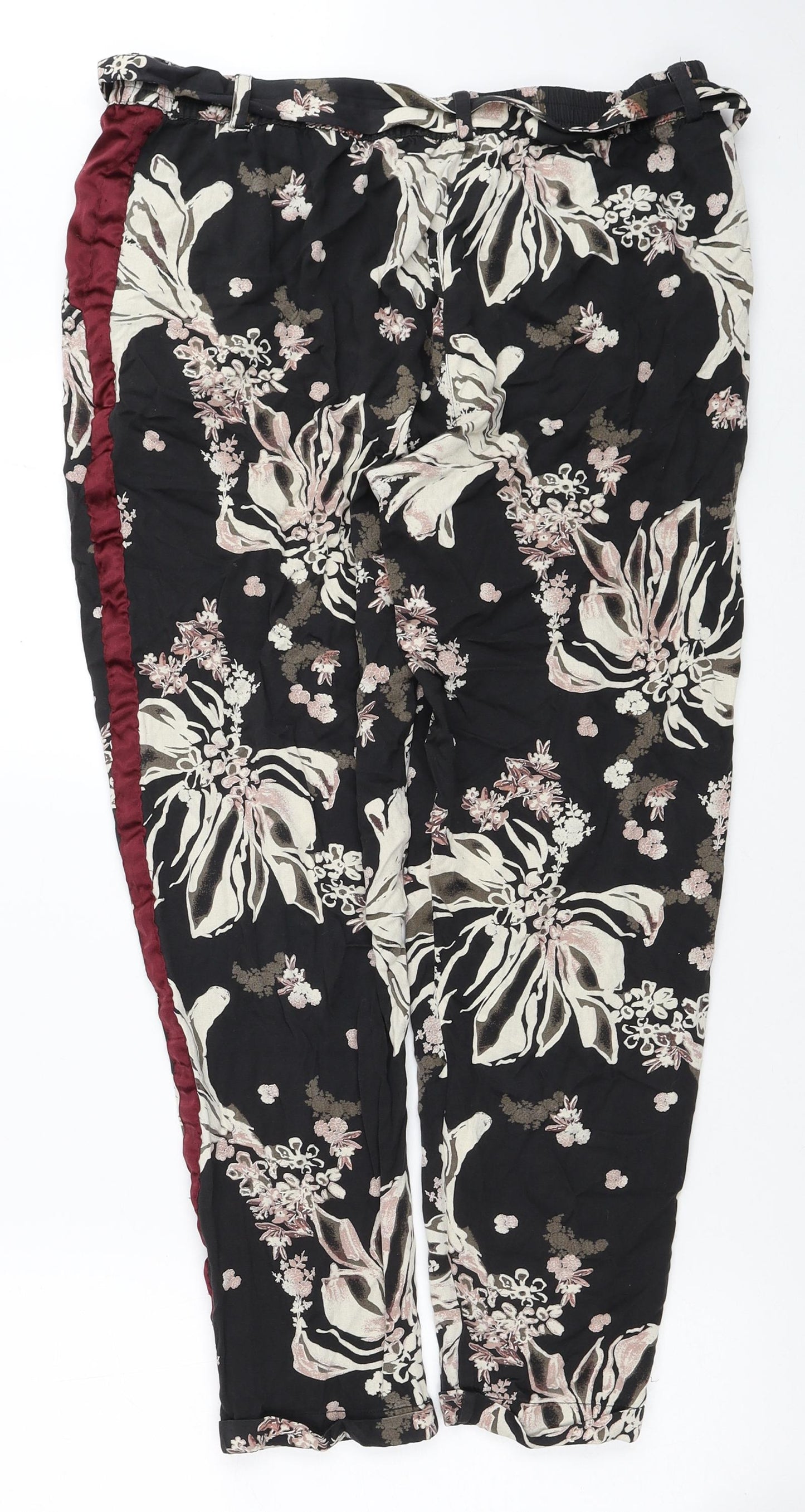Cream Womens Multicoloured Floral Viscose Trousers Size 12 Regular