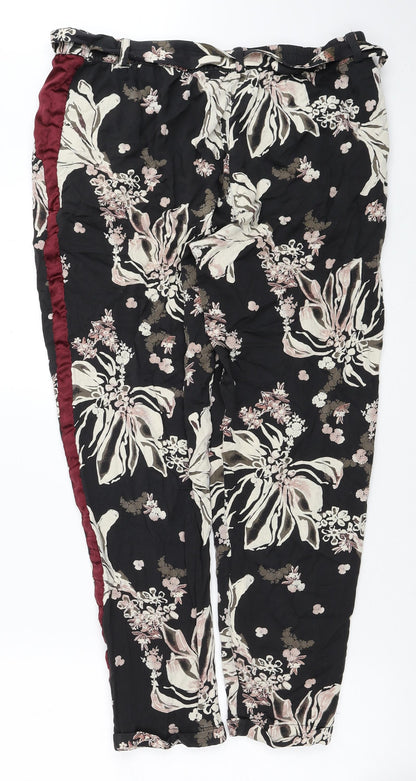 Cream Womens Multicoloured Floral Viscose Trousers Size 12 Regular