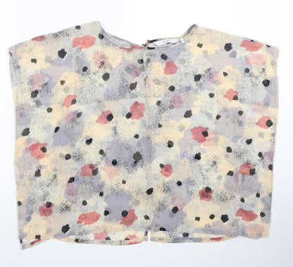 Numph Womens Multicoloured Geometric Polyester Basic Button-Up Size 8 Round Neck