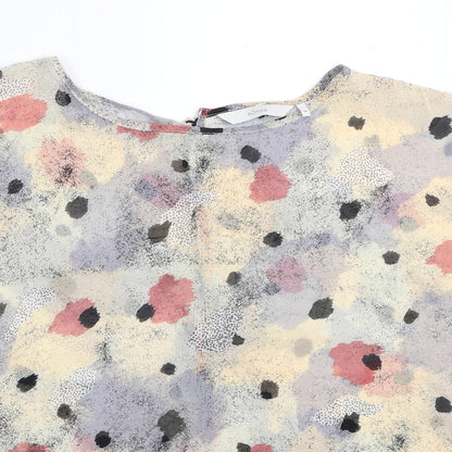 Numph Womens Multicoloured Geometric Polyester Basic Button-Up Size 8 Round Neck
