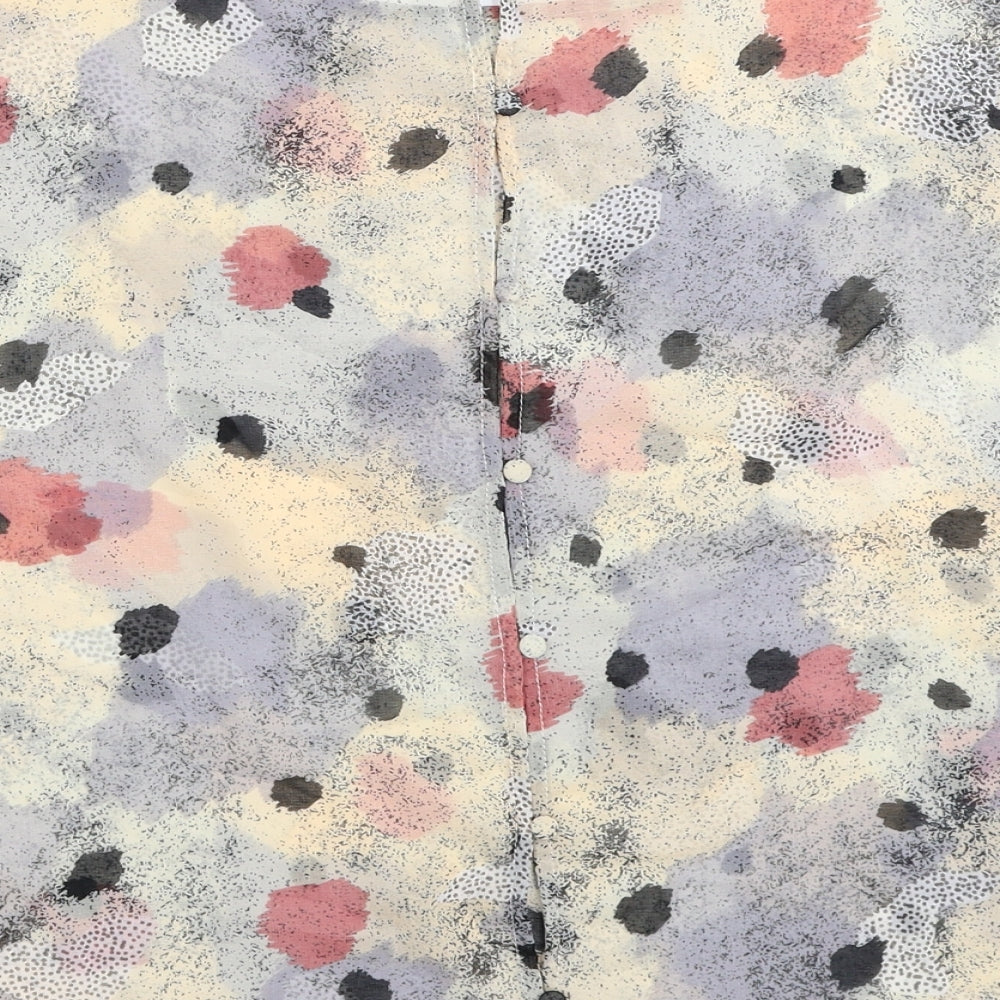 Numph Womens Multicoloured Geometric Polyester Basic Button-Up Size 8 Round Neck