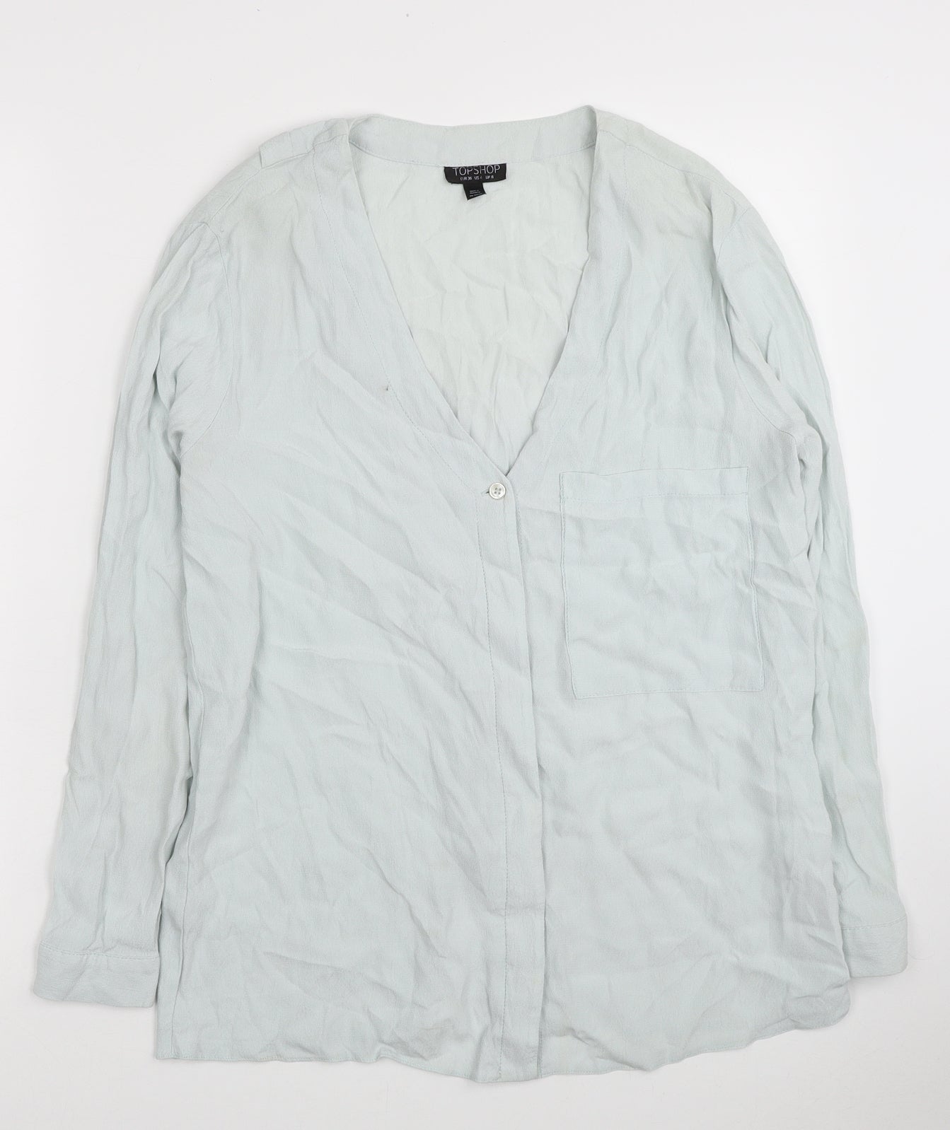 Womens UK Size 8 Topshop Blue Basic Blouse