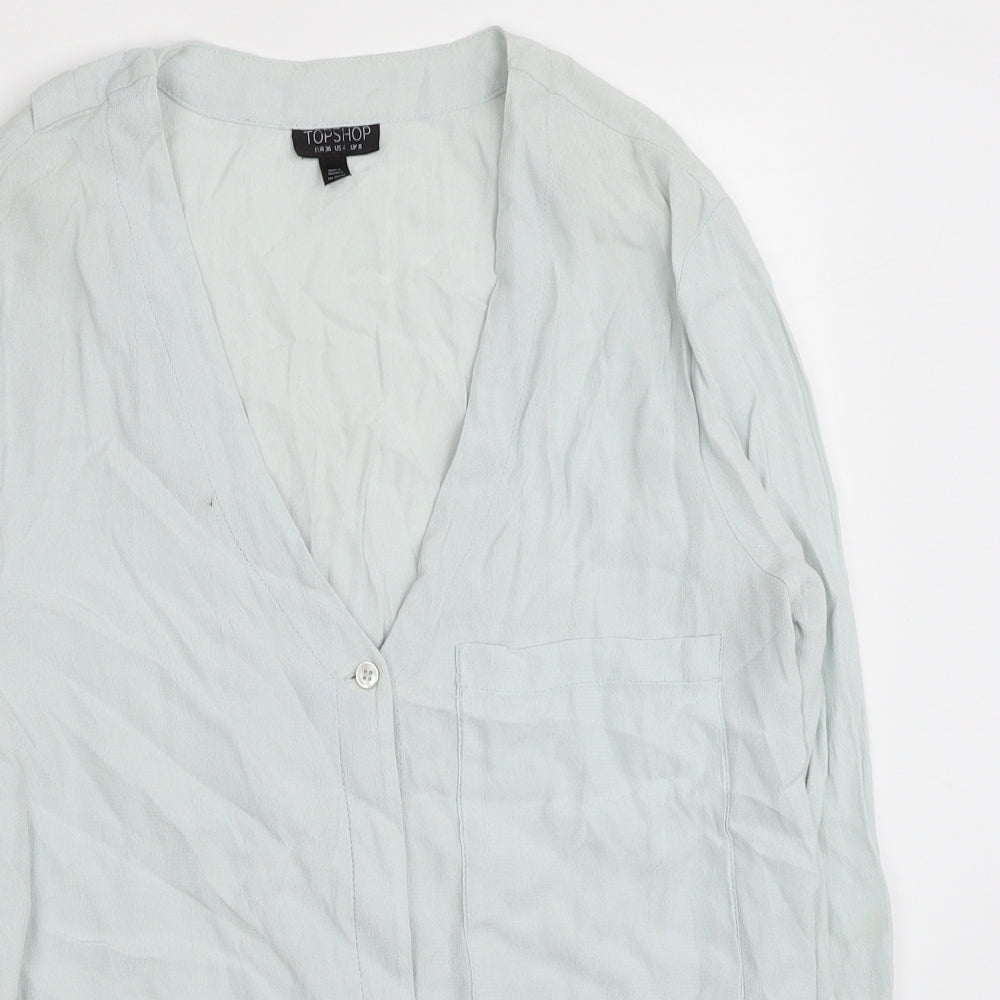 Womens UK Size 8 Topshop Blue Basic Blouse