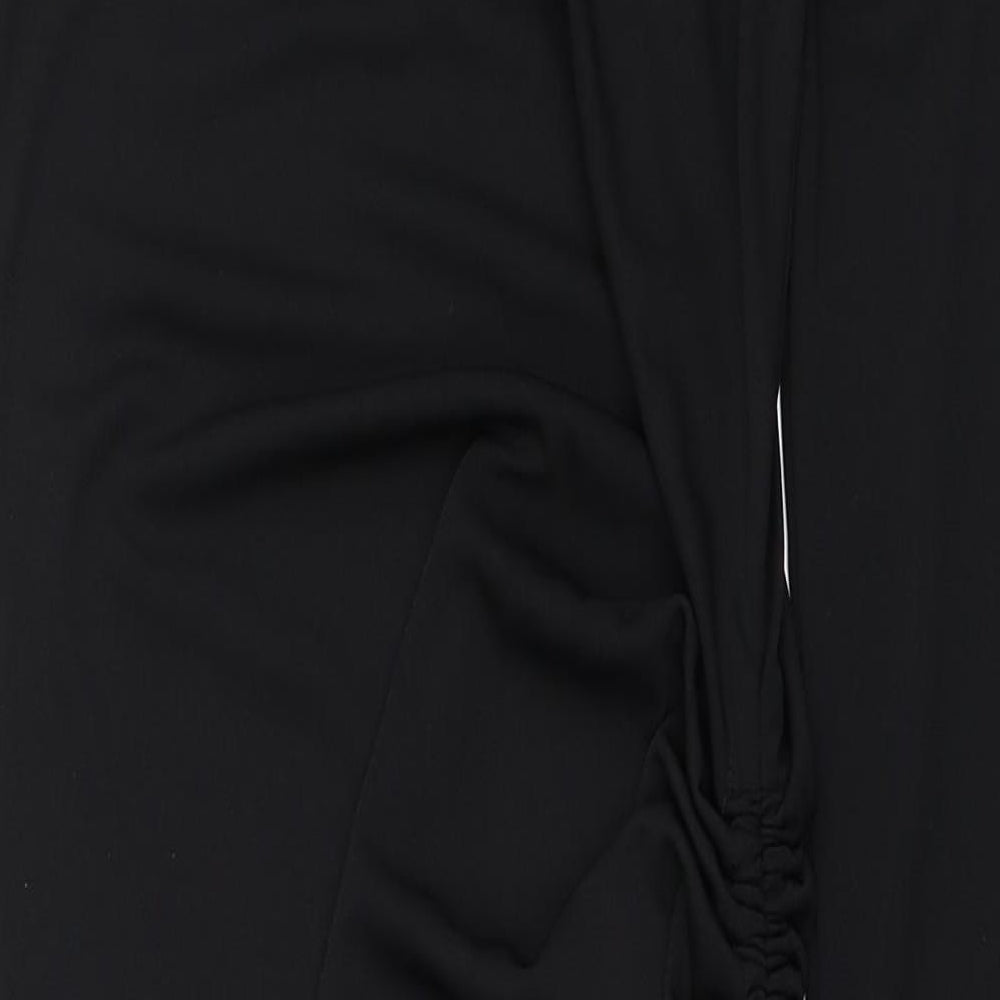 Zara Womens Black Polyester Mini Size S Round Neck Pullover - Ruched