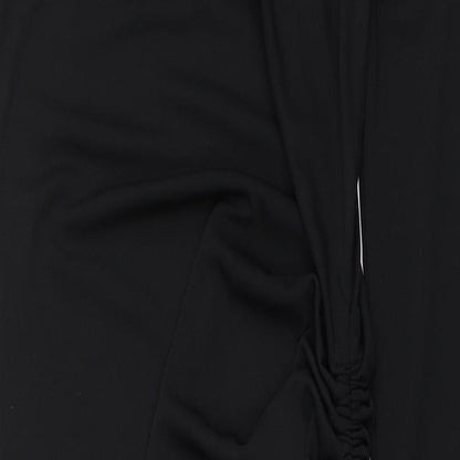 Zara Womens Black Polyester Mini Size S Round Neck Pullover - Ruched