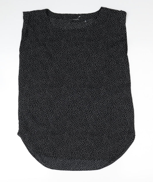 Glassons Womens Black Geometric Polyester Basic Blouse Size 6 Round Neck