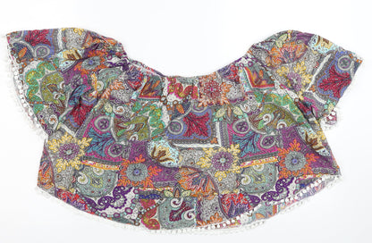 Womens UK Size M Preworn Multicoloured Cropped Blouse