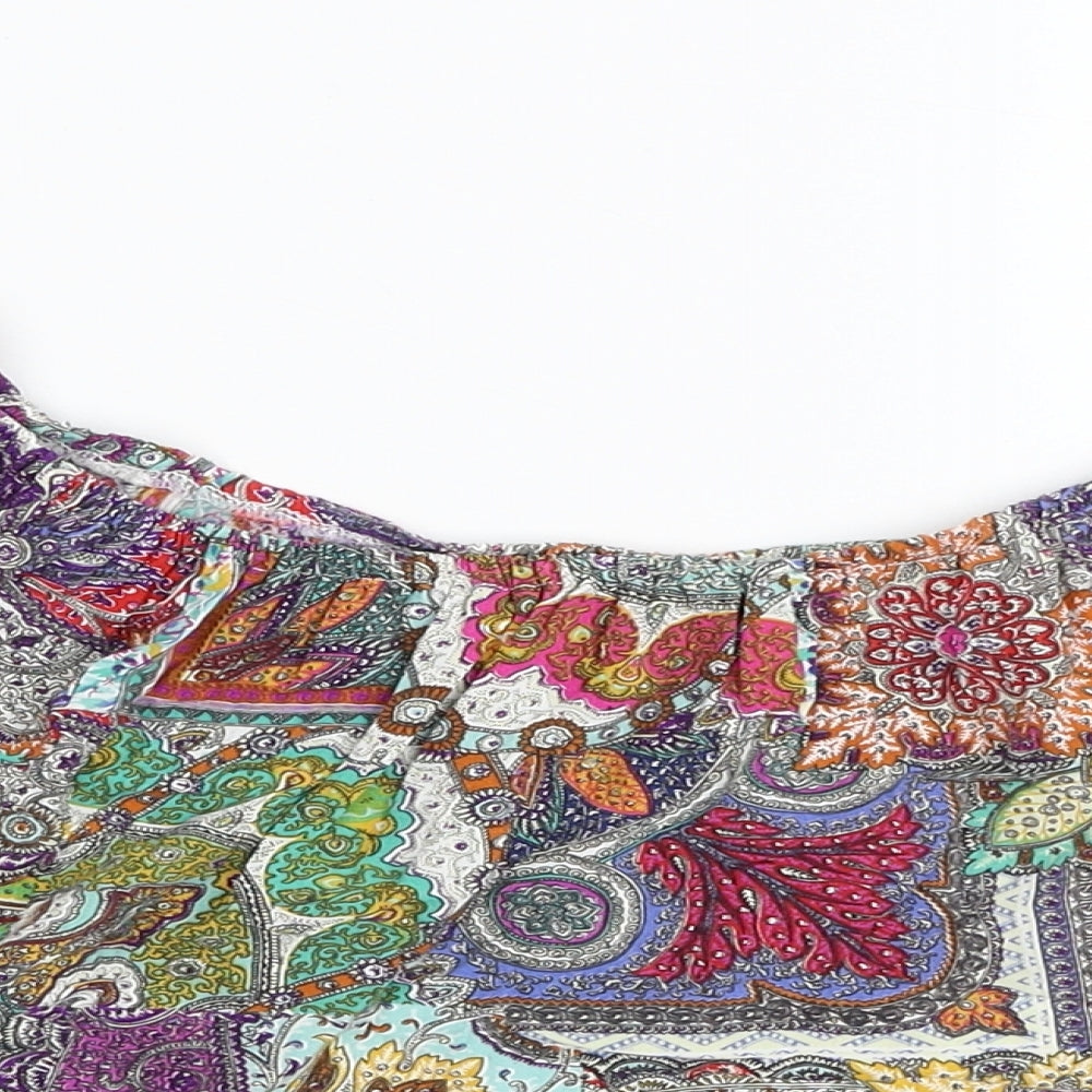Womens UK Size M Preworn Multicoloured Cropped Blouse