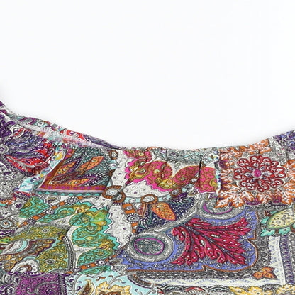 Womens UK Size M Preworn Multicoloured Cropped Blouse