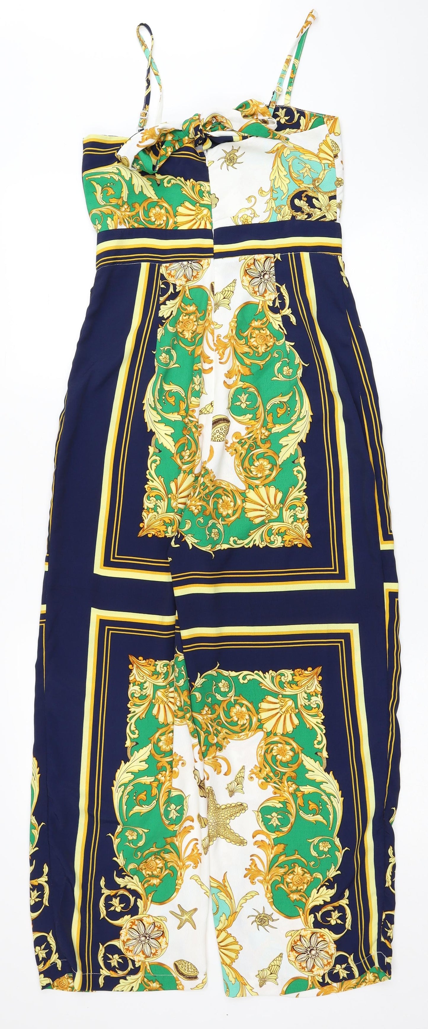 PRETTYLITTLETHING Womens Multicoloured Geometric Polyester Jumpsuit One-Piece Size 6 L24 in Zip