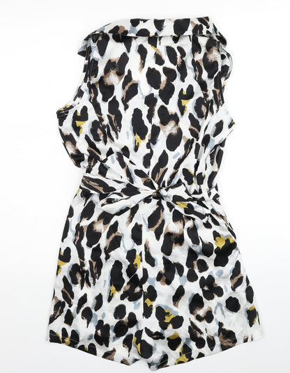 PRETTYLITTLETHING Womens Multicoloured Animal Print Polyester Playsuit One-Piece Size S Pullover