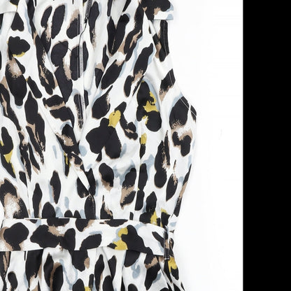 PRETTYLITTLETHING Womens Multicoloured Animal Print Polyester Playsuit One-Piece Size S Pullover