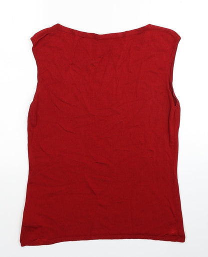 Planet Womens Red Viscose Basic Blouse Size L Round Neck