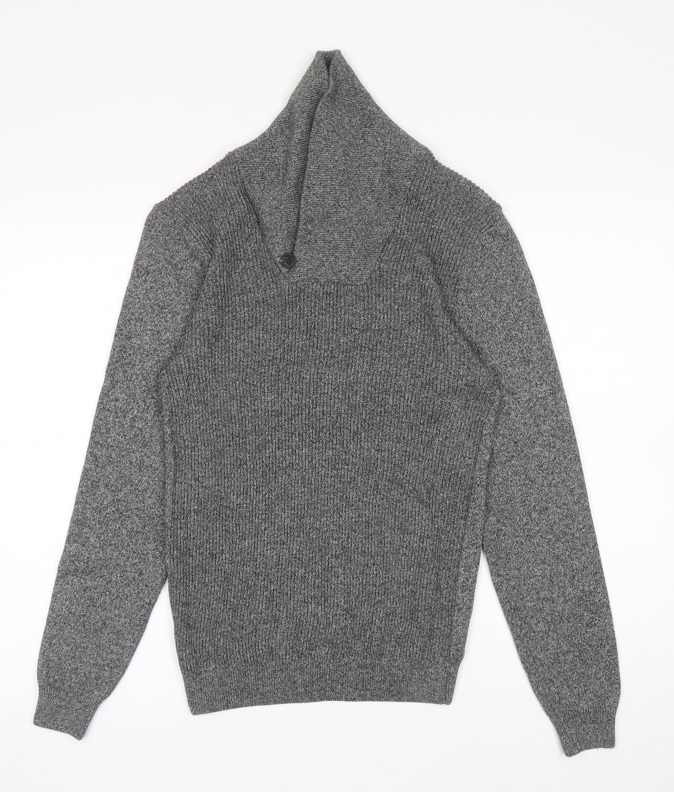 NEXT Mens Grey High Neck Cotton Pullover Jumper Size XS