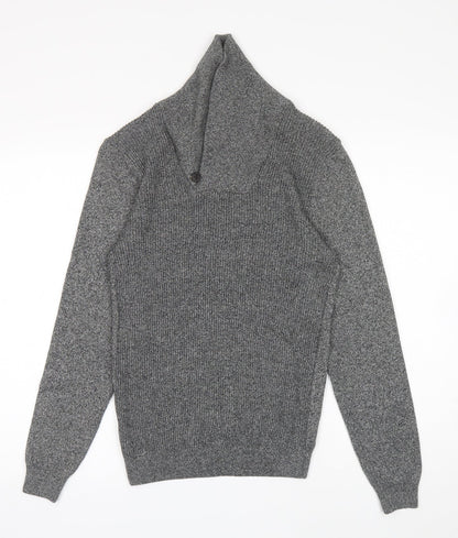 NEXT Mens Grey High Neck Cotton Pullover Jumper Size XS