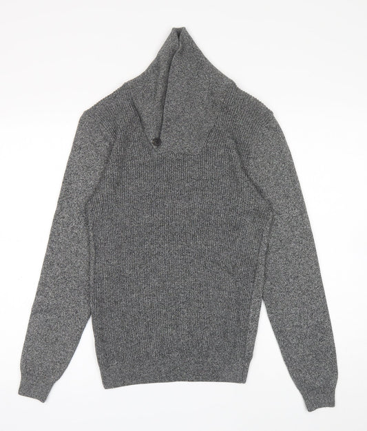 NEXT Mens Grey High Neck Cotton Pullover Jumper Size XS