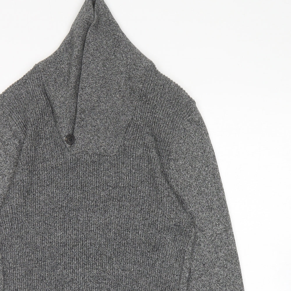 NEXT Mens Grey High Neck Cotton Pullover Jumper Size XS
