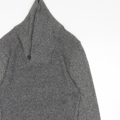 NEXT Mens Grey High Neck Cotton Pullover Jumper Size XS