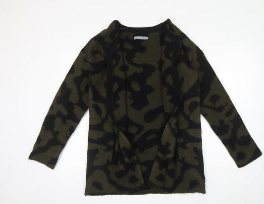 b.young Womens Green V-Neck Geometric Acrylic Cardigan Jumper Size L