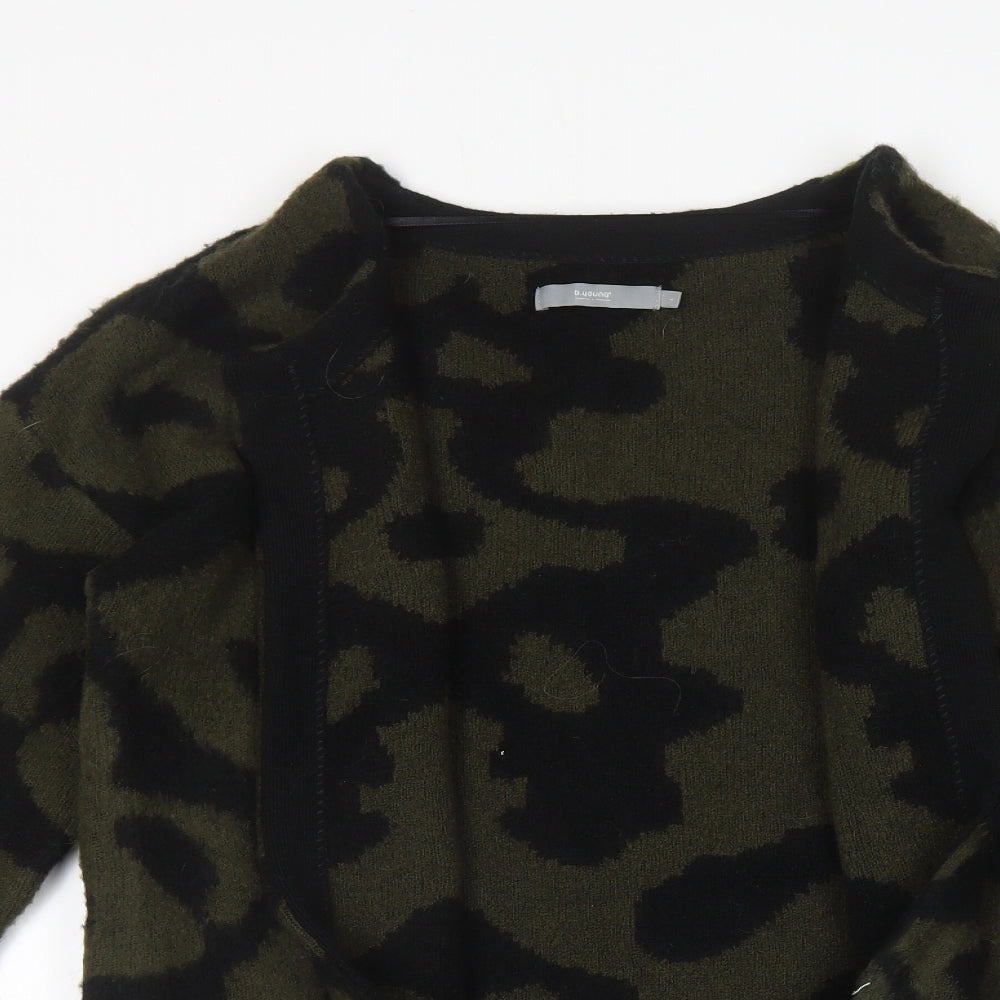 b.young Womens Green V-Neck Geometric Acrylic Cardigan Jumper Size L