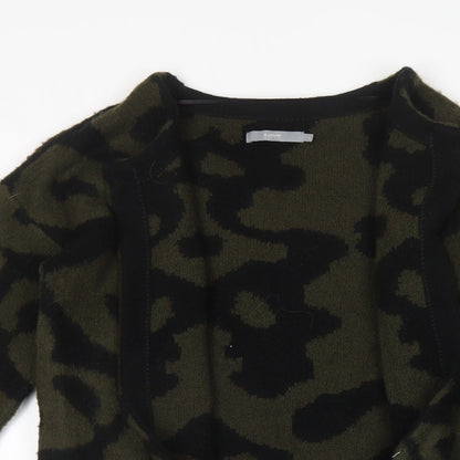 b.young Womens Green V-Neck Geometric Acrylic Cardigan Jumper Size L