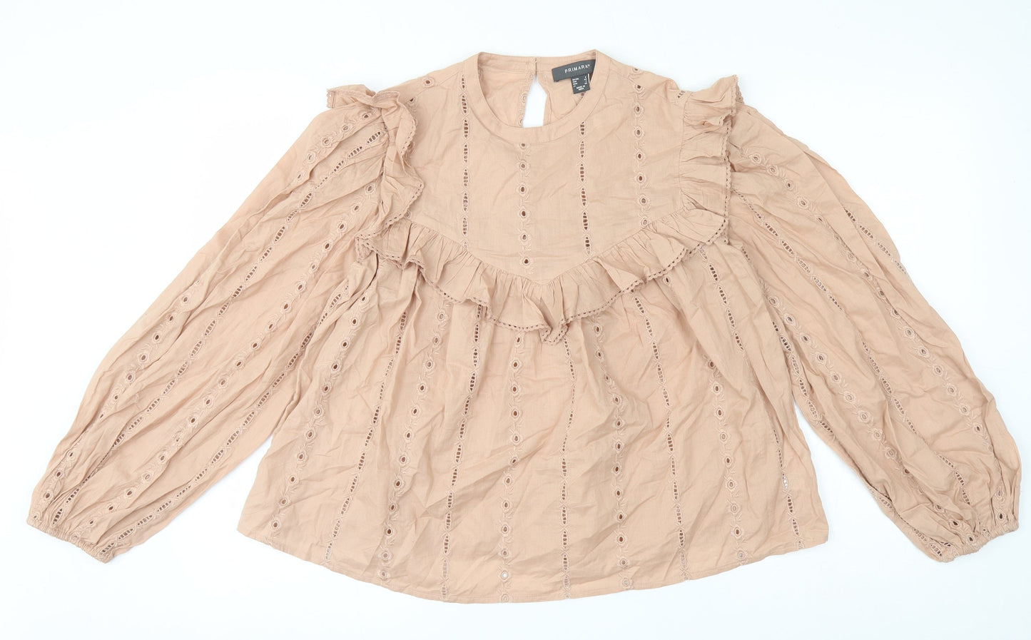 Primark Womens Pink Cotton Basic Blouse Size 6 Round Neck