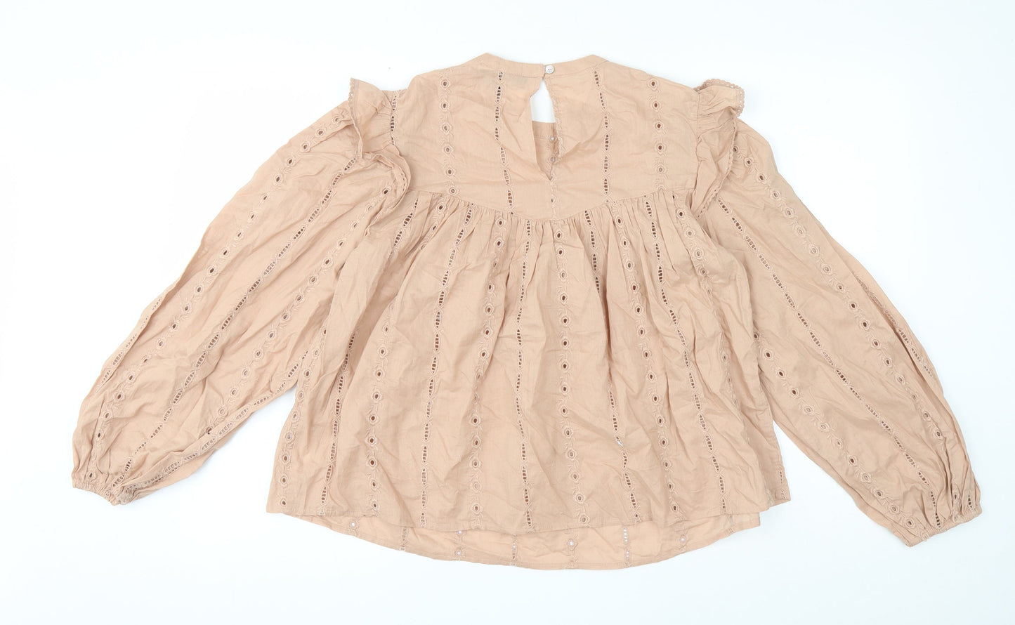 Primark Womens Pink Cotton Basic Blouse Size 6 Round Neck