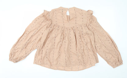 Primark Womens Pink Cotton Basic Blouse Size 6 Round Neck