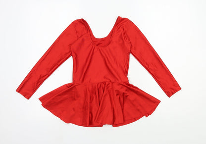 Preworn Girls Red Elastane Skater Dress Size 3XL V-Neck