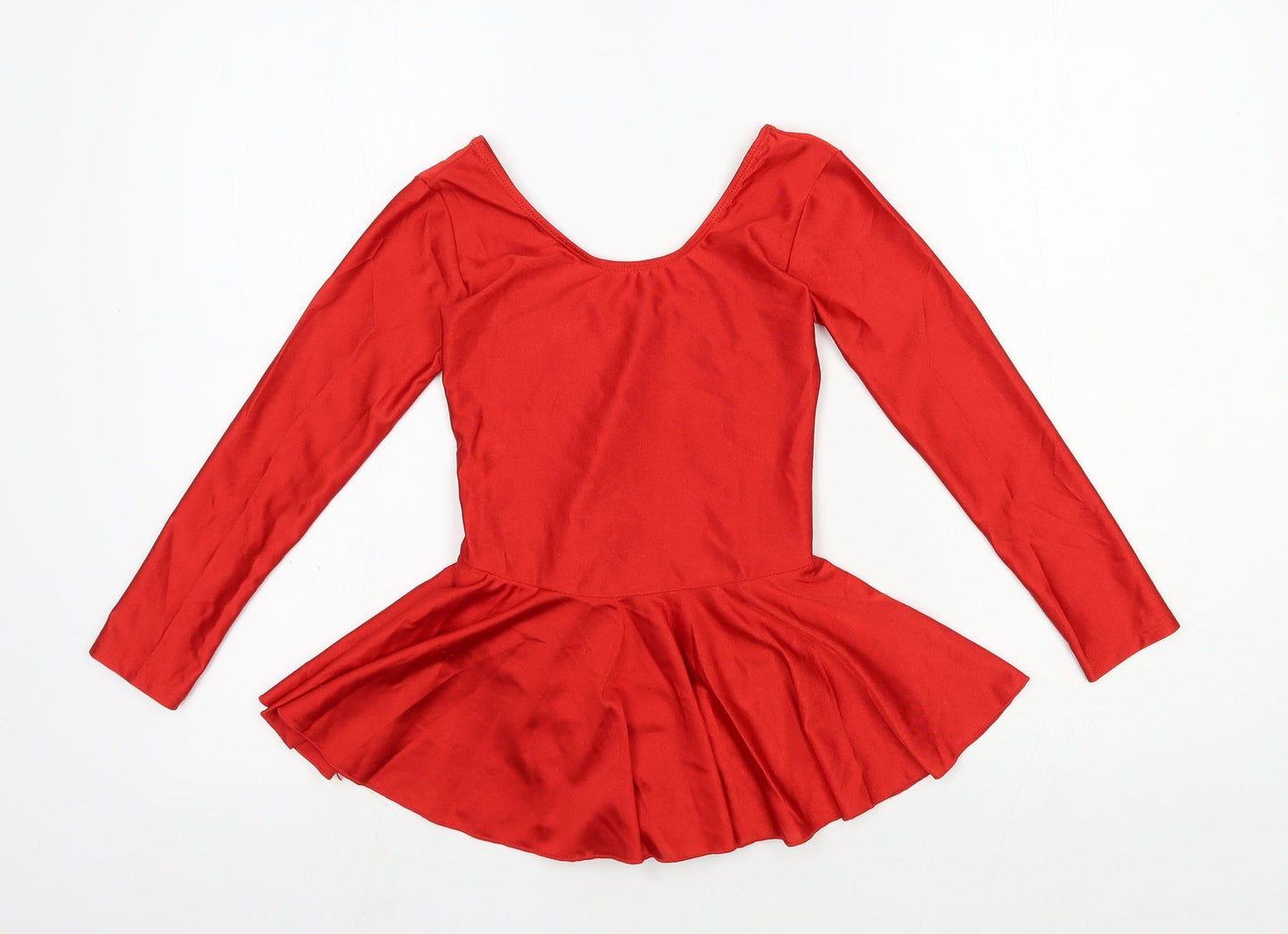 Preworn Girls Red Elastane Skater Dress Size 3XL V-Neck