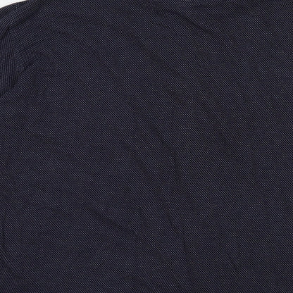 Acw85 Mens Blue Geometric Cotton Button-Up Size L Collared