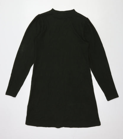 Dorothy Perkins Womens Black Polyester T-Shirt Dress Size 12 Mock Neck