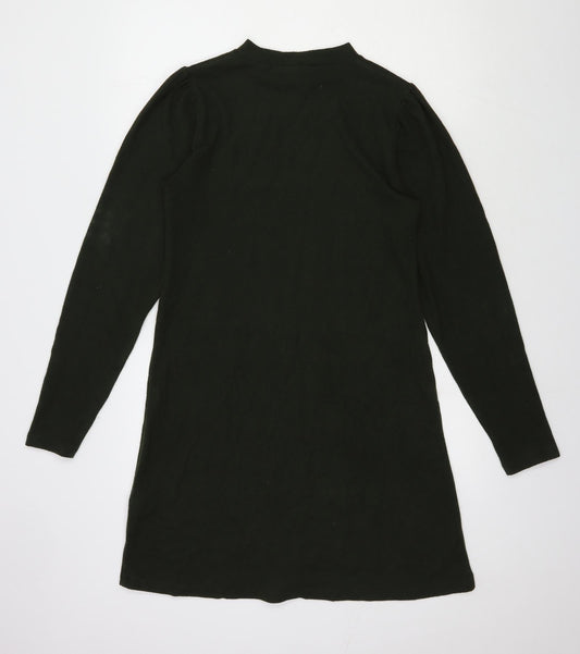 Dorothy Perkins Womens Black Polyester T-Shirt Dress Size 12 Mock Neck