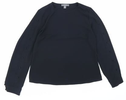 Primark Womens Black Polyester Basic Blouse Size 12 Round Neck