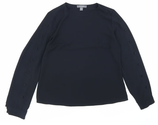 Primark Womens Black Polyester Basic Blouse Size 12 Round Neck