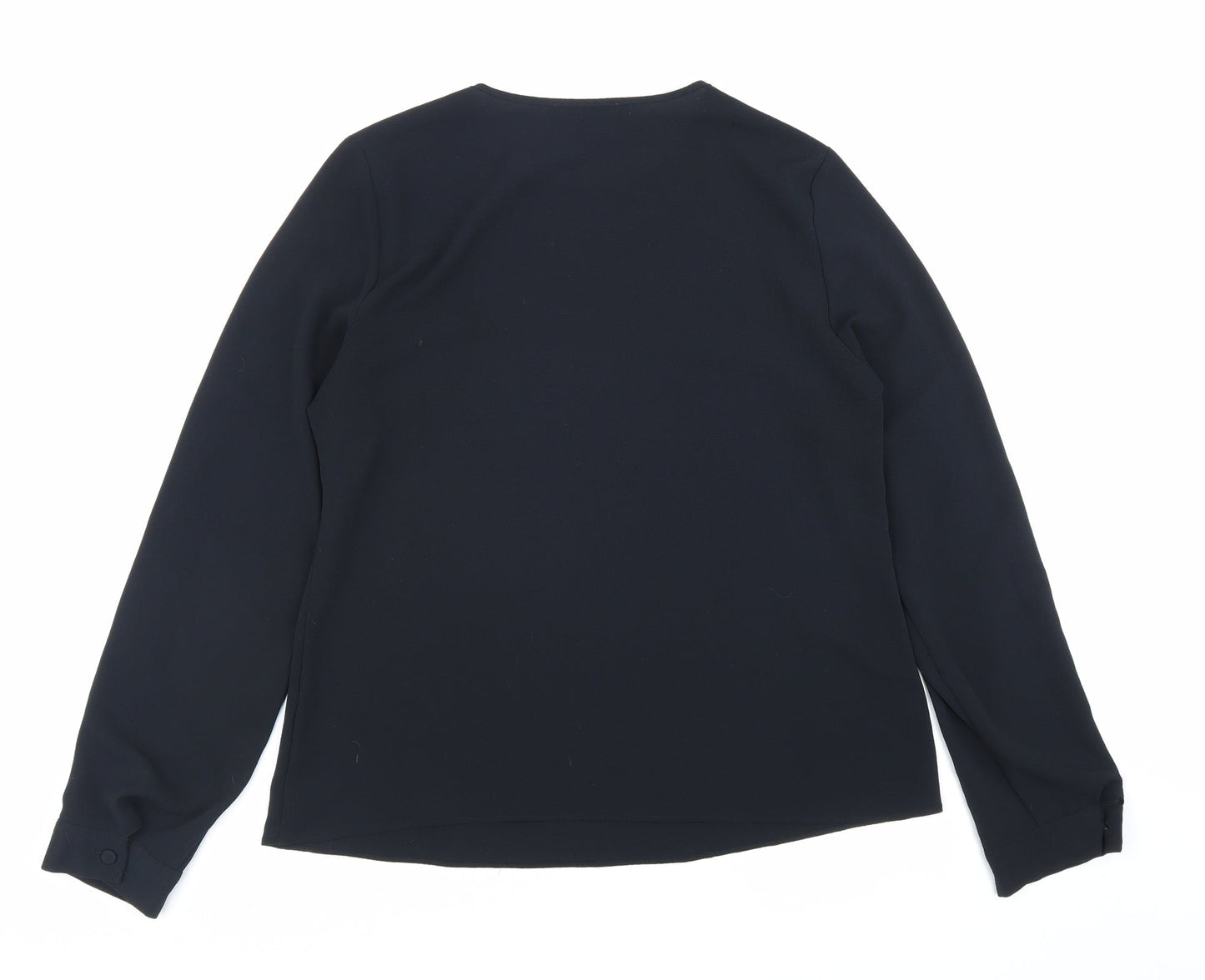 Primark Womens Black Polyester Basic Blouse Size 12 Round Neck