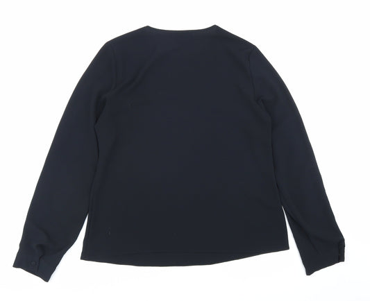 Primark Womens Black Polyester Basic Blouse Size 12 Round Neck