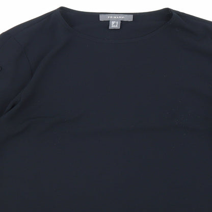 Primark Womens Black Polyester Basic Blouse Size 12 Round Neck