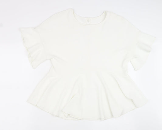 Womens UK Size 14 Preworn White Basic Blouse