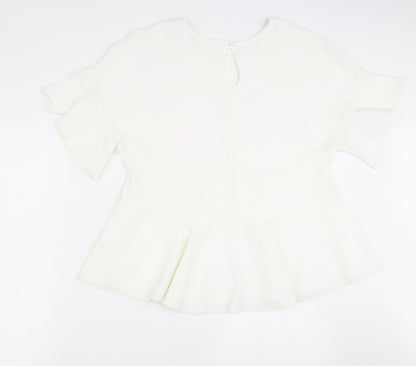 Womens UK Size 14 Preworn White Basic Blouse