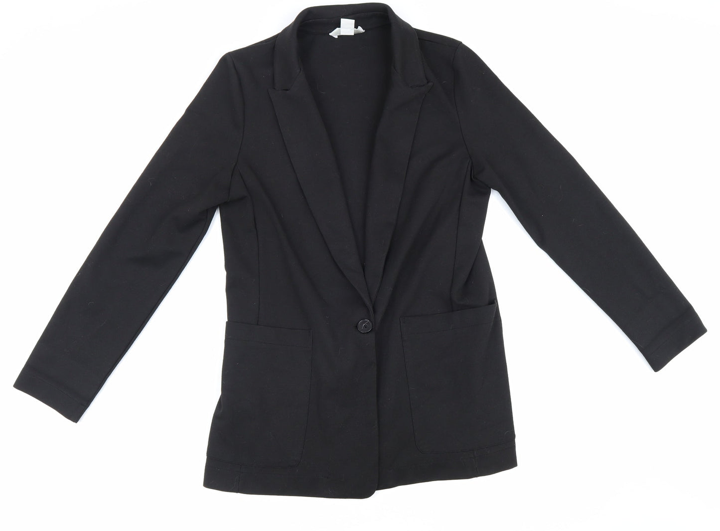H&M Womens Black Polyester Jacket Suit Jacket Size 38
