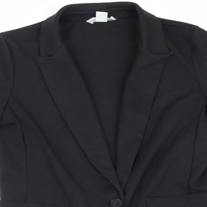 H&M Womens Black Polyester Jacket Suit Jacket Size 38