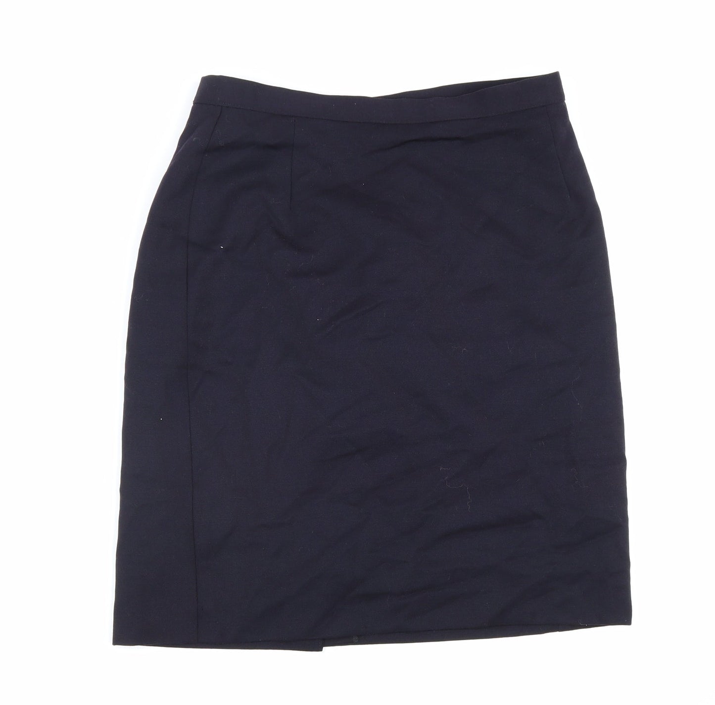 Marks and Spencer Womens Blue Polyester A-Line Skirt Size 10 Zip