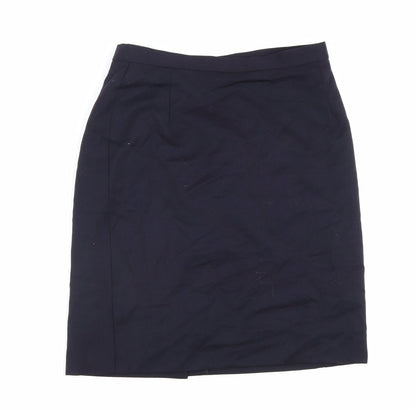 Marks and Spencer Womens Blue Polyester A-Line Skirt Size 10 Zip