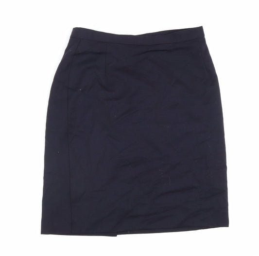Marks and Spencer Womens Blue Polyester A-Line Skirt Size 10 Zip