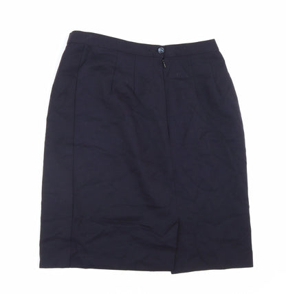 Marks and Spencer Womens Blue Polyester A-Line Skirt Size 10 Zip