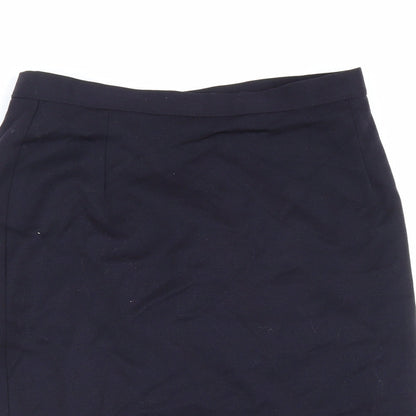 Marks and Spencer Womens Blue Polyester A-Line Skirt Size 10 Zip